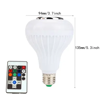 LED Pære med Integreret Bluetooth Højttaler 12W E27 E26 RGB Ændre Lampe Trådløse Stereo-Lyd med 18 Taster Fjernbetjening