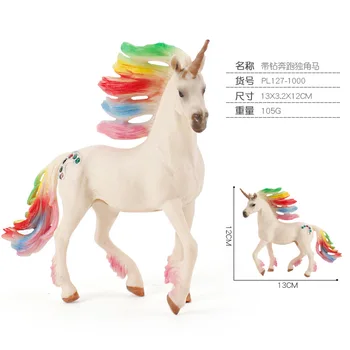 Europa-Myte Unicorn Pegasus Rainbow Hest Unicorn med Vinger Fe Hest Figur Model Desktops Dekoration Børn Gave Legetøj