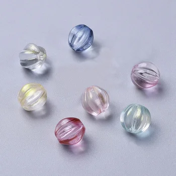 200pcs Mix Farve Gennemsigtig Glas Perler, Græskar 10,5 mm med Glitter Pulver til smykkefremstilling-Armbånd Tilbehør,Hul:1mm