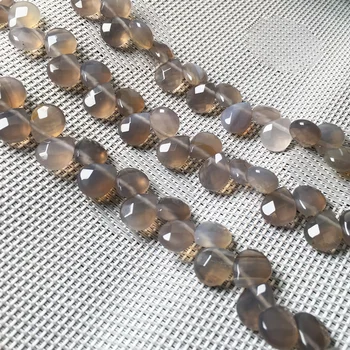 Natursten Facetteret dråbe Vand form løse perler Grå Agater Crystal streng perler Til smykker at gøre DIY armbånd halskæde
