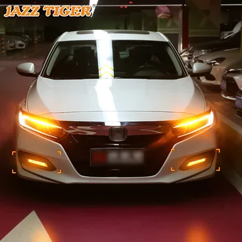 JAZZ TIGER 2STK bliver Gule Signal Funktion 12V Bil DRL LED Kørelys tågelys For Honda Accord 2018 2019