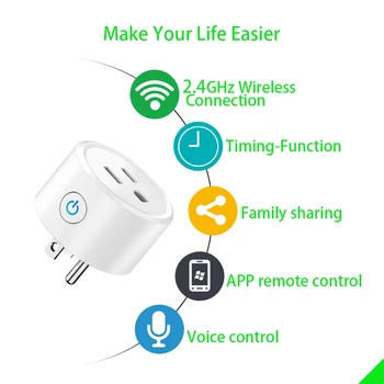 Smart Plug WiFi Mini-Stik Smart Outlet, Arbejde med Alexa og Google Hjem, Ingen Hub, der Kræves, Fjernbetjening til dine Enheder