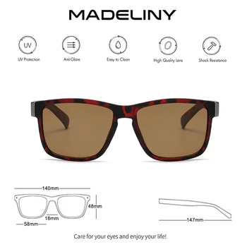 MADELINY Brand Design Polariserede Solbriller Mænd Driver Nuancer Mandlige Kørsel Rejser Fiskeri Sol Briller Firkantede Briller UV400 MA350
