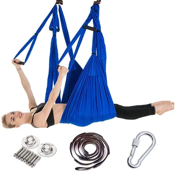 Komplet Sæt med 2,5*1,5 m Antenne Yoga Hængekøje Anti-Tyngdekraft Nylon Flyvende Swing Pilates Hjem GYM Hængende Bælte Loft Plader