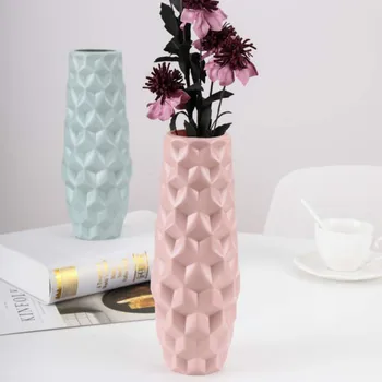 Hot Efterligning Keramiske Rhombus Vase Hydroponiske Blomst Jardiniere Stue Blomst Container Glasur Vase Desktop Dekorationer