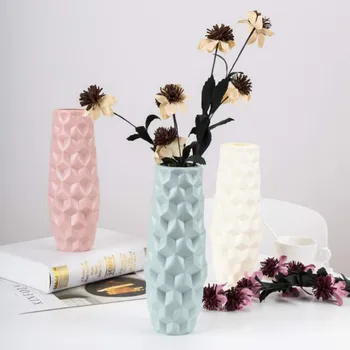 Hot Efterligning Keramiske Rhombus Vase Hydroponiske Blomst Jardiniere Stue Blomst Container Glasur Vase Desktop Dekorationer