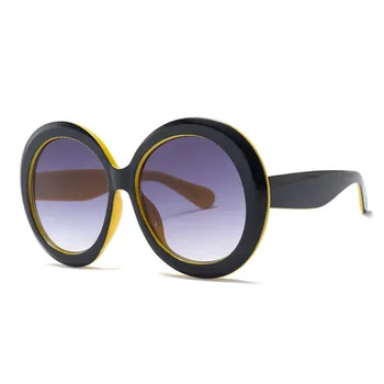 HBK Unisex Store Runde Solbriller Luksus Overdimensionerede Retro Skygge for Kvinder, Mænd Brand Designer God Kvalitet Grøn Sort UV400 Oculos