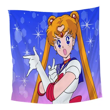Sailor Moon Gobeliner Animationsfilm Væggen Hænger Prinsesse Tsukino Usagi Gobelin Yoga Måtter Strand Håndklæde Hjem I Stuen Dekorationer