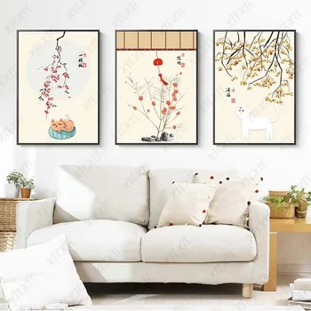 Kinesisk Stil Plakat Plum Blossom Elegant Lærred Maleri Klassisk Kunst Plante Tapet Udskriv Billede Håndværk Dekoration Hjem