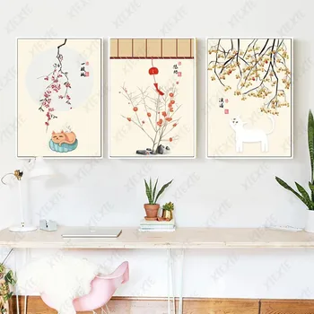 Kinesisk Stil Plakat Plum Blossom Elegant Lærred Maleri Klassisk Kunst Plante Tapet Udskriv Billede Håndværk Dekoration Hjem