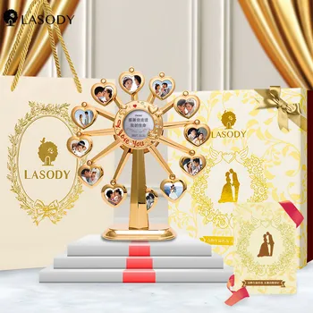 LASODY Musik pariserhjul fotoramme Spille i gaveæske Baby Bruser Desktop billedrammer Hjem Dekoration