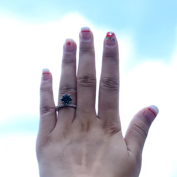 BIJOX STORY Mode Sølv 925 Ringe med Smaragd-Ædelsten Fine Smykker til Kvinder Bryllup Engagement Party Gave Engros Ringe