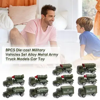 1:64 5 Stk Legering Trække Sig Tilbage Militært Køretøj Model Høje Simulering Militær Lastbil Toy Metal Bil Toy Køretøj For Kids Collection