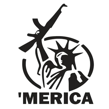 2stk 5 tommer MERICA vinyl vindue decal sticker Frihedsgudinden pistol klistermærker