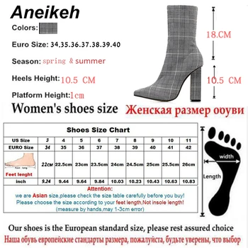 Aneikeh Mode Elastisk Ankel Sok Støvler Med Chunky Høje Hæle Strække Kvinder Sexet Støvletter Med Spids Tå Chelsea Støvler