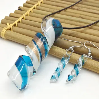 6 Sæt Mode-Twist Form Blanding Farve Murano Lampwork Glas-Halskæde, Øreringe Smykker Sæt, Mode Smykker Sæt, Murano Smykker