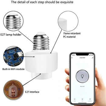 Tuya Smart Liv Wifi Smart Pære Stik Adapter E27 Skifte Lampe Base Holder til Amazon Alexa Google Startside