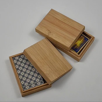 Bambus Kort opbevaringsboks med låg Desktop Træ-Poker Playing Card Box Tilfælde Til at Spille Spil Bord Bord Dæk Spil