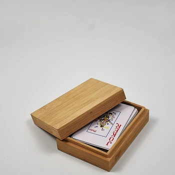 Bambus Kort opbevaringsboks med låg Desktop Træ-Poker Playing Card Box Tilfælde Til at Spille Spil Bord Bord Dæk Spil