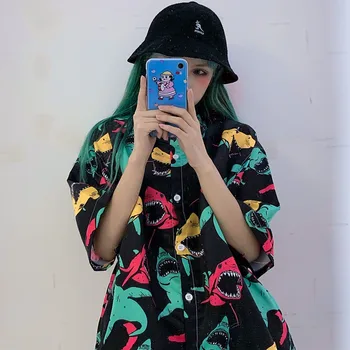 NiceMix harajuku vintage kvinders shirt plus size koreanske kvinder toppe Hong Kong style hip hop trykt 2020 nye preppy studerende shirts