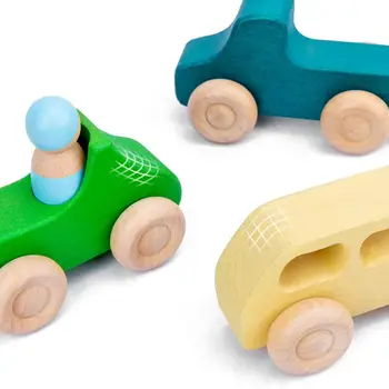 Børn, Træ-Rainbow Bil Byggesten Barn Puslespil Pædagogisk Legetøj Fødselsdag Gave