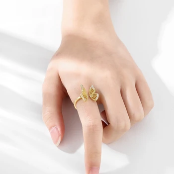 SIPENGJEL Mode Cubic Zircon Guld Butterfly Vedhæng, Øreringe Og Ring Choker Halskæde Sæt Til Kvinder Heldig Smykker