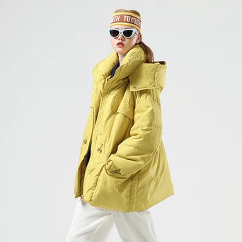 Toyouth Fashion Store Lommer Lange Kvinder Ned Jakke Tykkere Vinter Varm Hooded Coat Casual Solid Langærmet Kvinder Ned Frakke