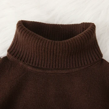 Piger Efterår og vinter Strikkede Sweater Børn rullekrave, høj krave pullover med Lange Ærmer Bunden strikke-Shirt Børn Tøj
