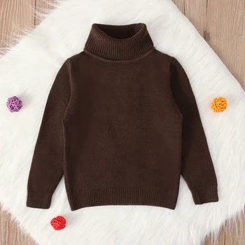 Piger Efterår og vinter Strikkede Sweater Børn rullekrave, høj krave pullover med Lange Ærmer Bunden strikke-Shirt Børn Tøj