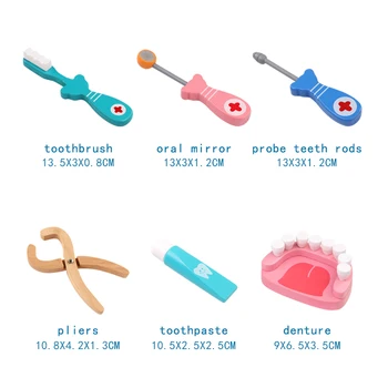 Logwood Træ-legetøj Sjove spil Virkelige Liv Cosplay Læge spil toy Dental Foregive Læge tilbehør Værktøjer 6STK Sæt Til Børn