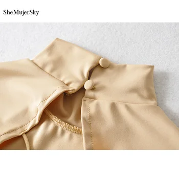 SheMujerSky Sexede Kvinder Backless Bodysuit Solid Farve Tynde Slank Med Lange Ærmer Jumpsuits 2020 Tilbage På Tværs Bandage Bodyer