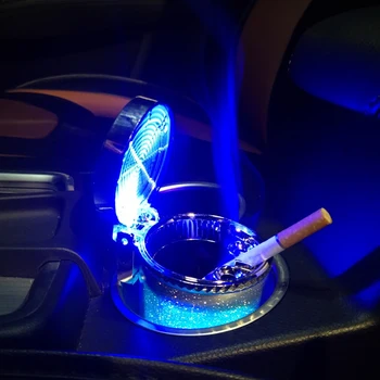 Car-styling Cigar askebæger affaldsbeholder LED Bil Askebæger Opbevaring Cup Røg Aske Cylinder Tilbehør til Bilen Farverige Emitting