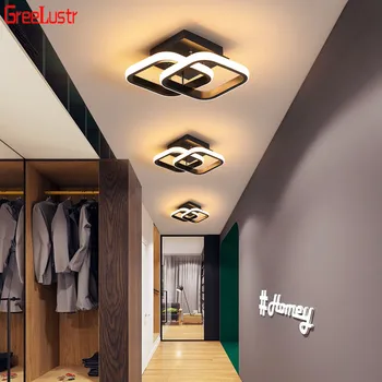 Minimalistisk Akryl Sort Loft Lampe Kreative Design-Round Square Midtergangen Plafond Lamper, Overflade Monteret Led Glansmetalpræparater