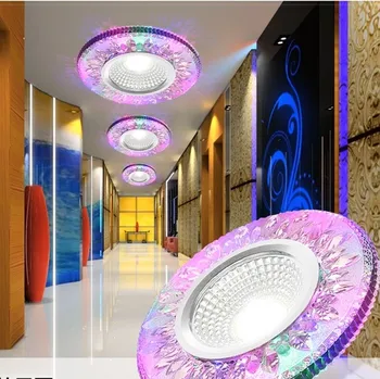 LED Downlight Runde 3W farverige LED-Lampe phantom Farve-Panel Lys RGB-hvide Loft Forsænket Akryl AC 110V 220V