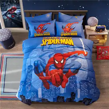 Disney tegnefilm strøelse sæt 3d spiderman talsmanden sæt tvilling, dronning fuld størrelse pige dreng sengetøj bomuld 3/4/5pc blå duvet cover sæt
