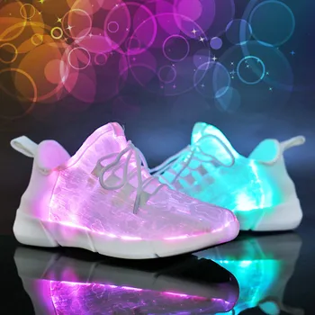 CHAMSGEND Størrelse 35-47 Nye Sommer Førte Fiberoptiske Sko til piger, drenge, mænd, kvinder USB-Genoplade glødende Sneakers Mand lyser sko