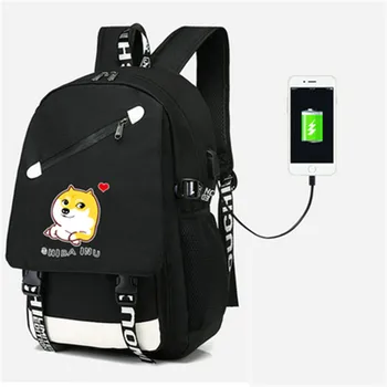 Shiba Inu Dejlige Mucokutant Dog Corgi Doge Rygsæk USB-taske Travel skoleelever Taske USB-Mode Skole Afslappet Laptop taske Gaver