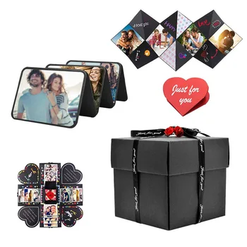 DIY eksplosion box gave håndlavet hukommelse scrapbog foto album overraskelse kærlighed kartonemballage bryllup, jubilæum, fødselsdag, gave,