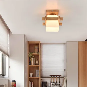 Japansk Stil Firkantet Træ Loft Lampe LED for Værelset Køkken Belysning Fastholdelsesanordningen Hjem Belysning Decoracion Hogar Moderno Gangen