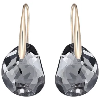 Fashion Smykker i Høj Kvalitet SWA, Grå Sort Guld Krystal Pierced Heart Øreringe til kvinder