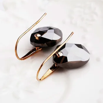 Fashion Smykker i Høj Kvalitet SWA, Grå Sort Guld Krystal Pierced Heart Øreringe til kvinder