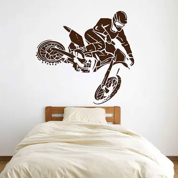 Motocross Motorcykel Wallsticker Vinyl Home Decor Teens Værelse, Soveværelse Decals Flytbare Motorcykel Racing Vægmalerier A535