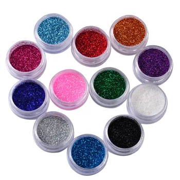 12 Farve Negle Akryl Glitter Pulver Indretning Nail Art Pulver Glitrende Støv Akryl UV-Pulver, Støv perle polske Søm