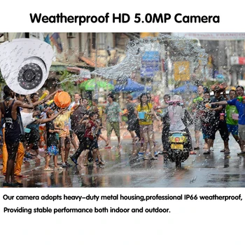 Metal Boliger HD CCD Farve 5MP Indbygget IR-Cut-Filter, 24 LED Night vision Indendørs/Udendørs Vandtætte IR kamera, Analog Dome Kamera