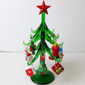 Brugerdefineret Håndlavede Murano Glas Håndværk Christmas Tree Figurer, Ornamenter Simulering Jul boligindretning Vedhæng Gaver 15cm