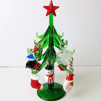 Brugerdefineret Håndlavede Murano Glas Håndværk Christmas Tree Figurer, Ornamenter Simulering Jul boligindretning Vedhæng Gaver 15cm