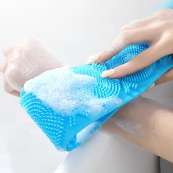 Længe Tilbage Håndklæde Gnide Badekar Børste Sidet Skrubber Silicone Body Scrub Huden Pleje Gnide Exfoliate Badeværelse Brusebad