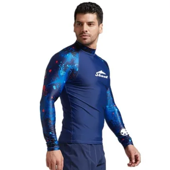UV-Beskyttelse Blomster Rash guard Mænd Rashguard Herre langærmet Badedragt Svømme Shirt Surf dykning passer våddragt Sejl Tøj