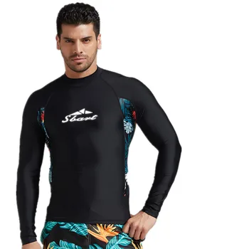 UV-Beskyttelse Blomster Rash guard Mænd Rashguard Herre langærmet Badedragt Svømme Shirt Surf dykning passer våddragt Sejl Tøj
