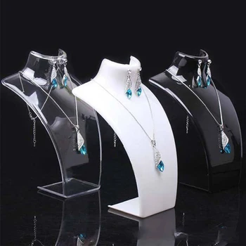 1STK Smykker Display Mode Model Halskæde Mannequin Vedhæng, Øreringe, der Viser Stå Plast Jewellry Bust Tilfælde